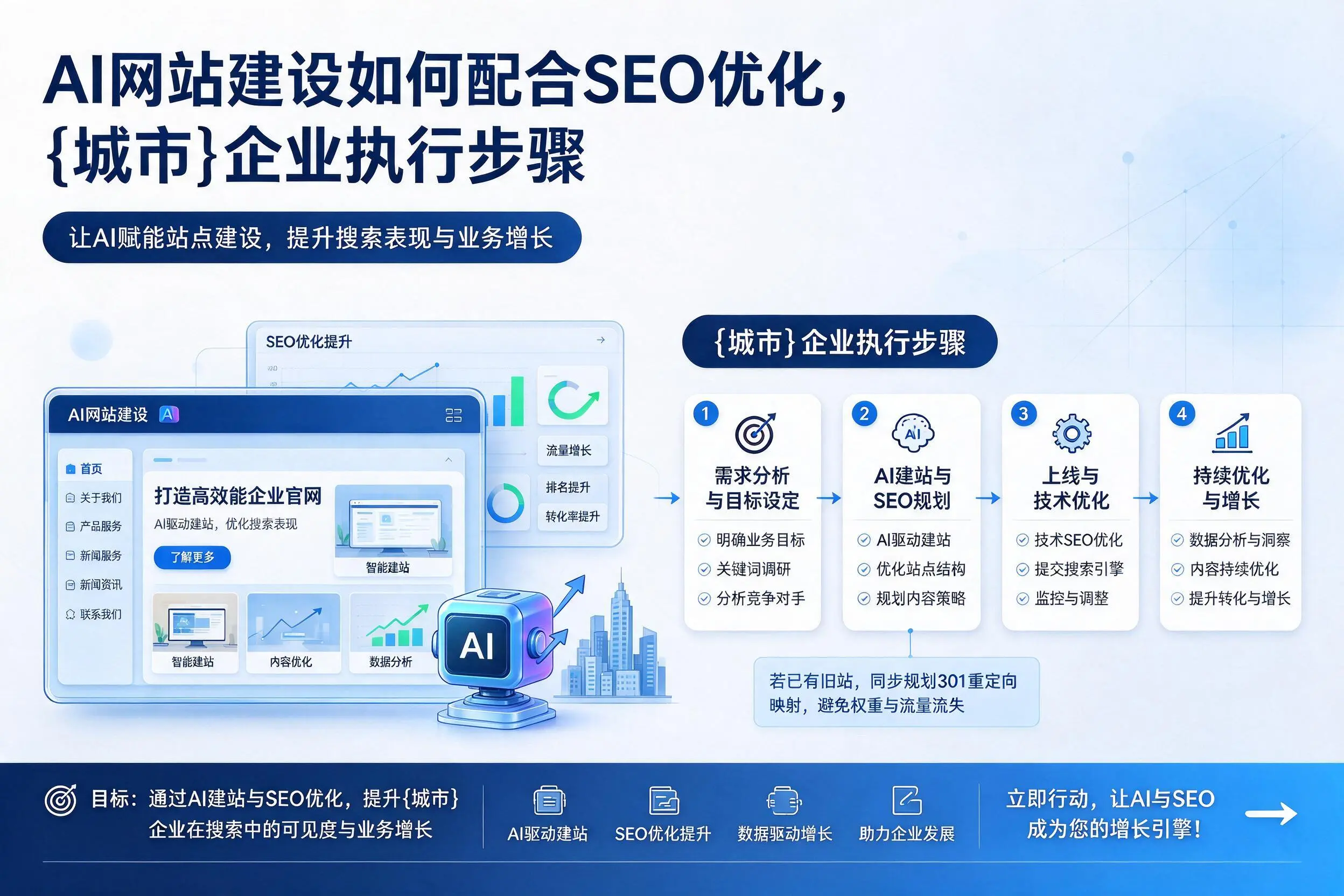 AI网站建设如何配合SEO优化，阿拉善企业执行步骤