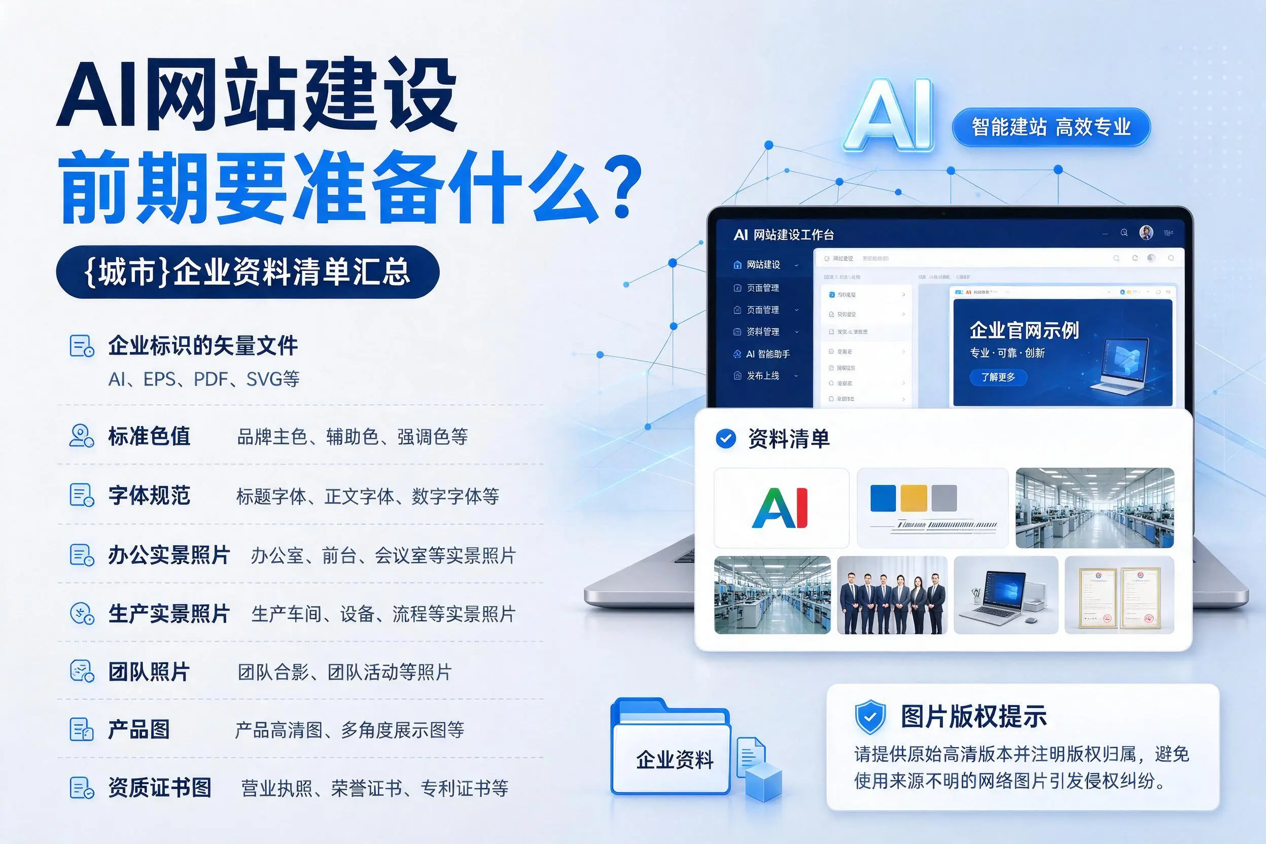 AI网站建设前期要准备什么？阿拉善企业资料清单汇总