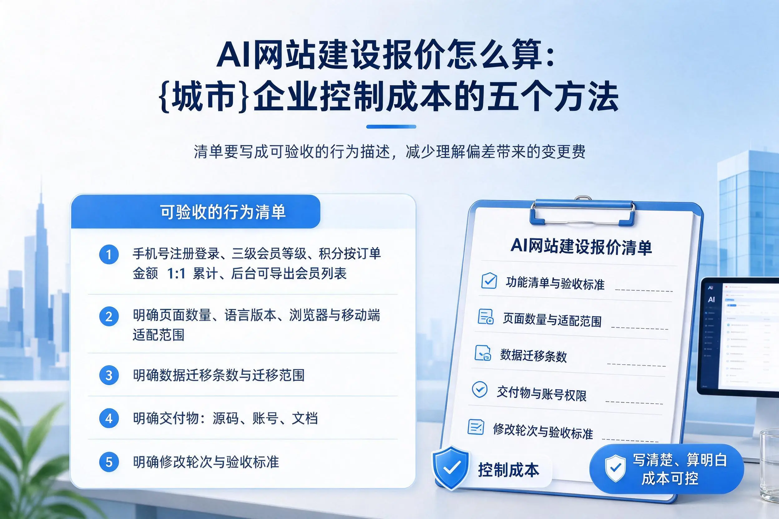 AI网站建设报价怎么算:阿拉善企业控制成本的五个方法